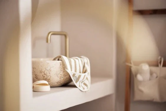 Jollein Badcape Baby Gestreept Terry Olive Green 75X75cm - Image 6