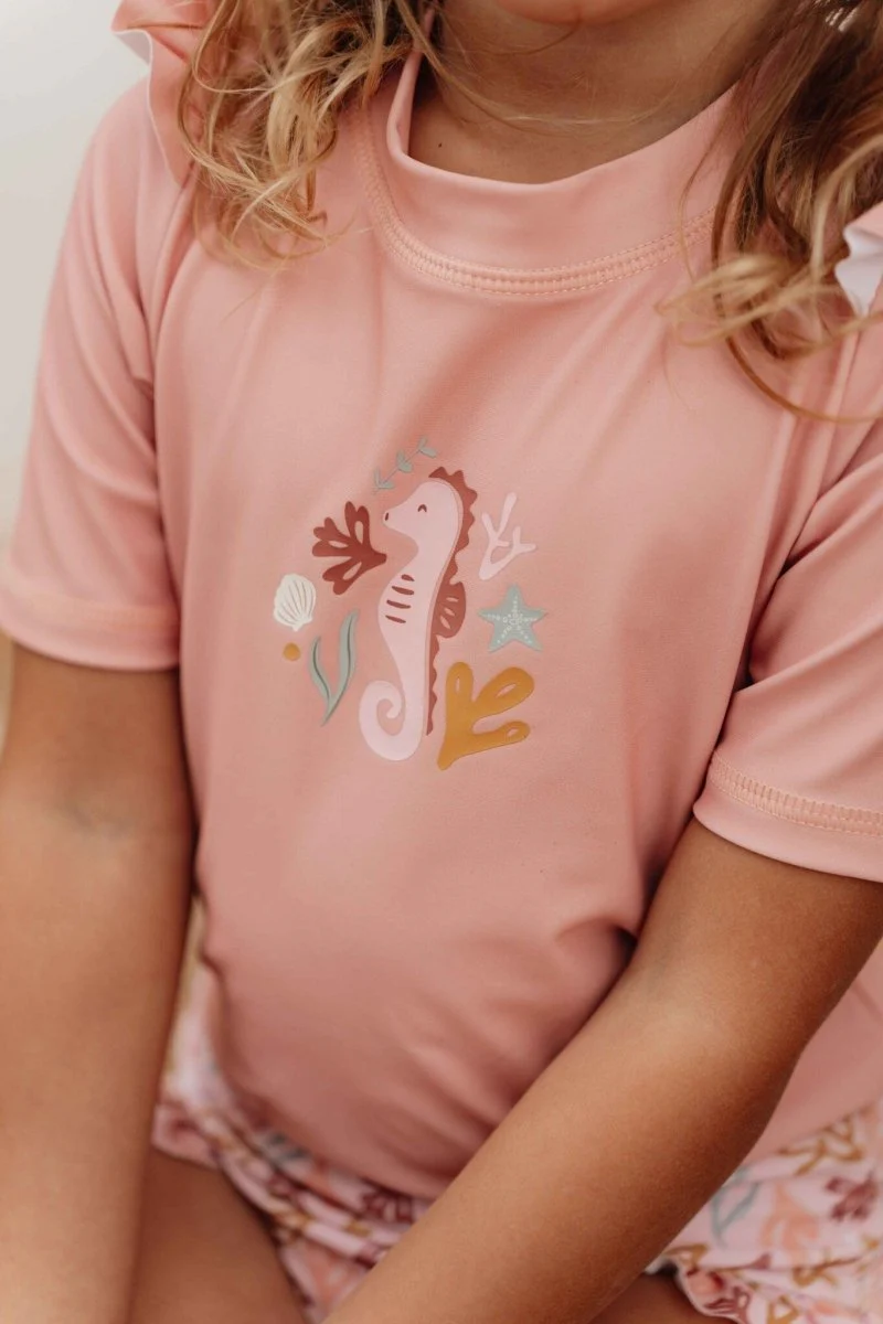 Little Dutch Zwemshirt Kind Korte Mouwen Ruches Seahorse Pink - Image 8